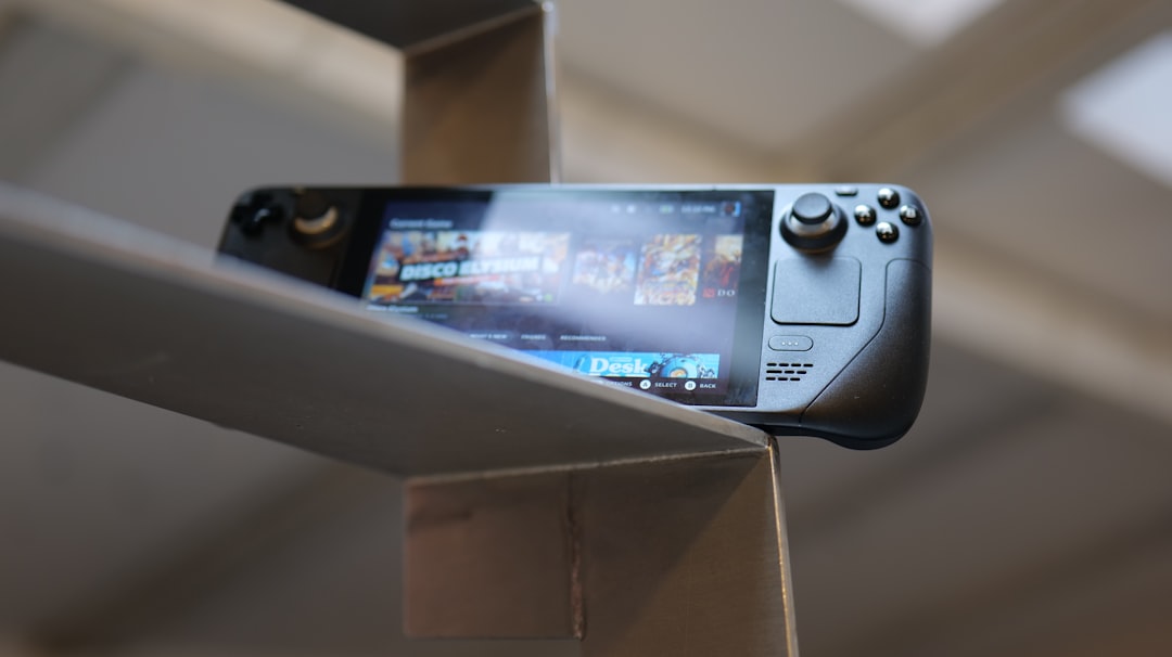 A Steam Deck handheld gaming device displaying a game